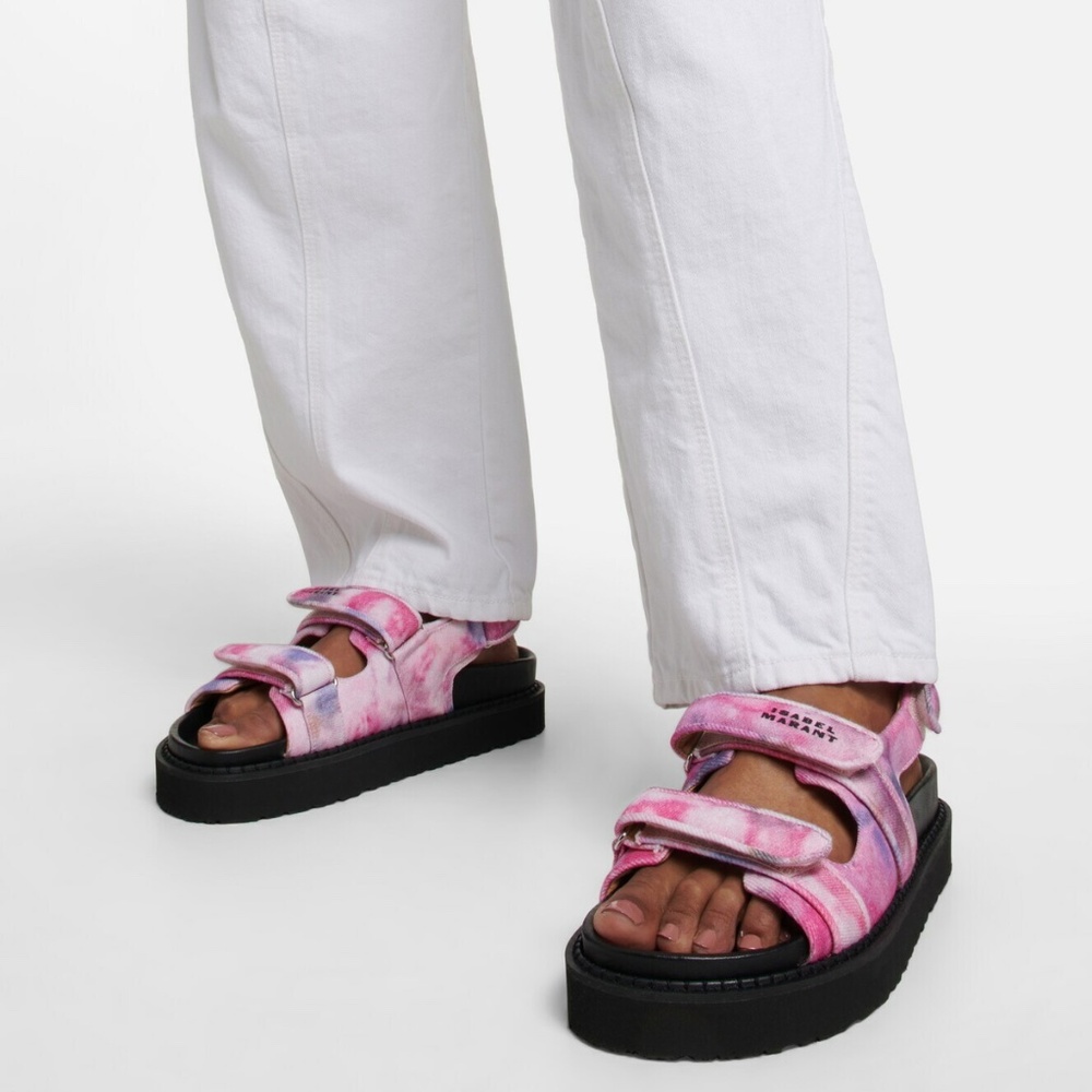 Isabel Marant Madee Platform Sandal Mulberry Tie Dye 41 10 NEW Flat Pink Purple - Picture 5 of 17